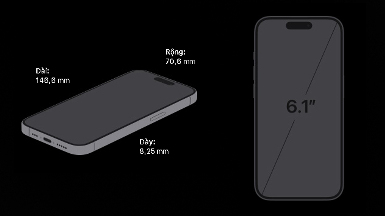 Kích thước iPhone 15 Pro